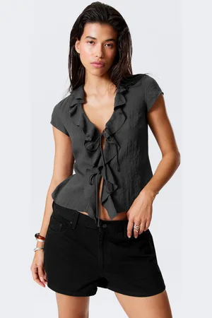 Weekday Frilled Tie-Front Top