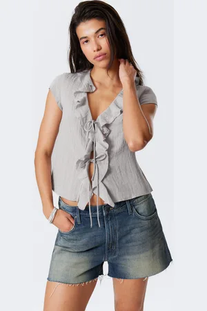 Weekday Frilled Tie-Front Top