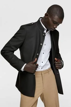 Zara Textured military-style jacket with trims