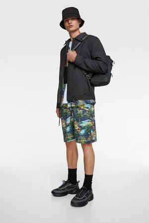 Zara Tropical print bermuda shorts