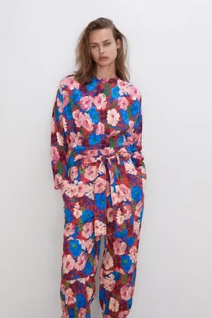 Zara Floral print trousers with belt