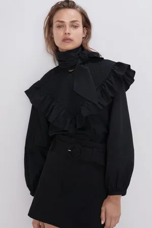 Zara Naiset Puserot - Poplin blouse with bow